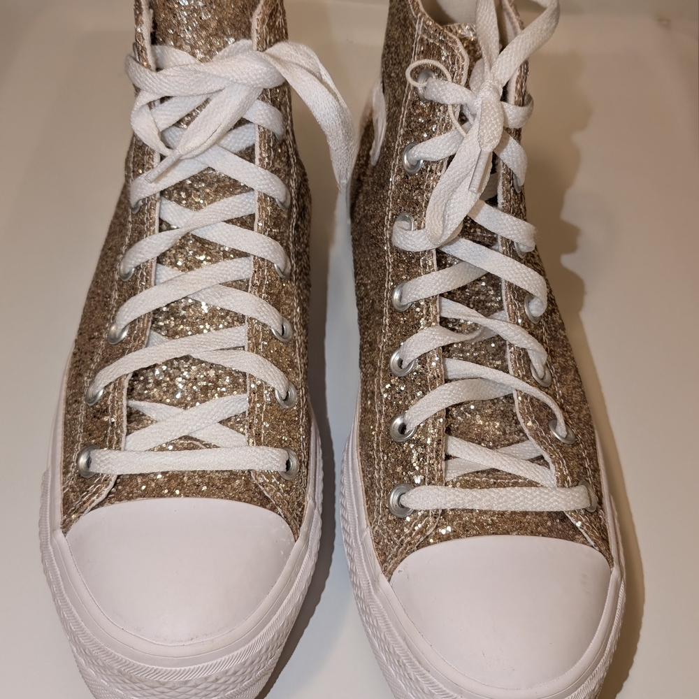 Sparkling Gold High-Top Sneakers